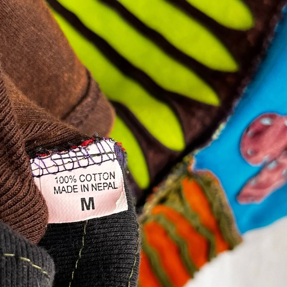 Rising International Hippie Boho Patchwork Shirt Women Medium Embroidered Flower - Picture 9 of 16